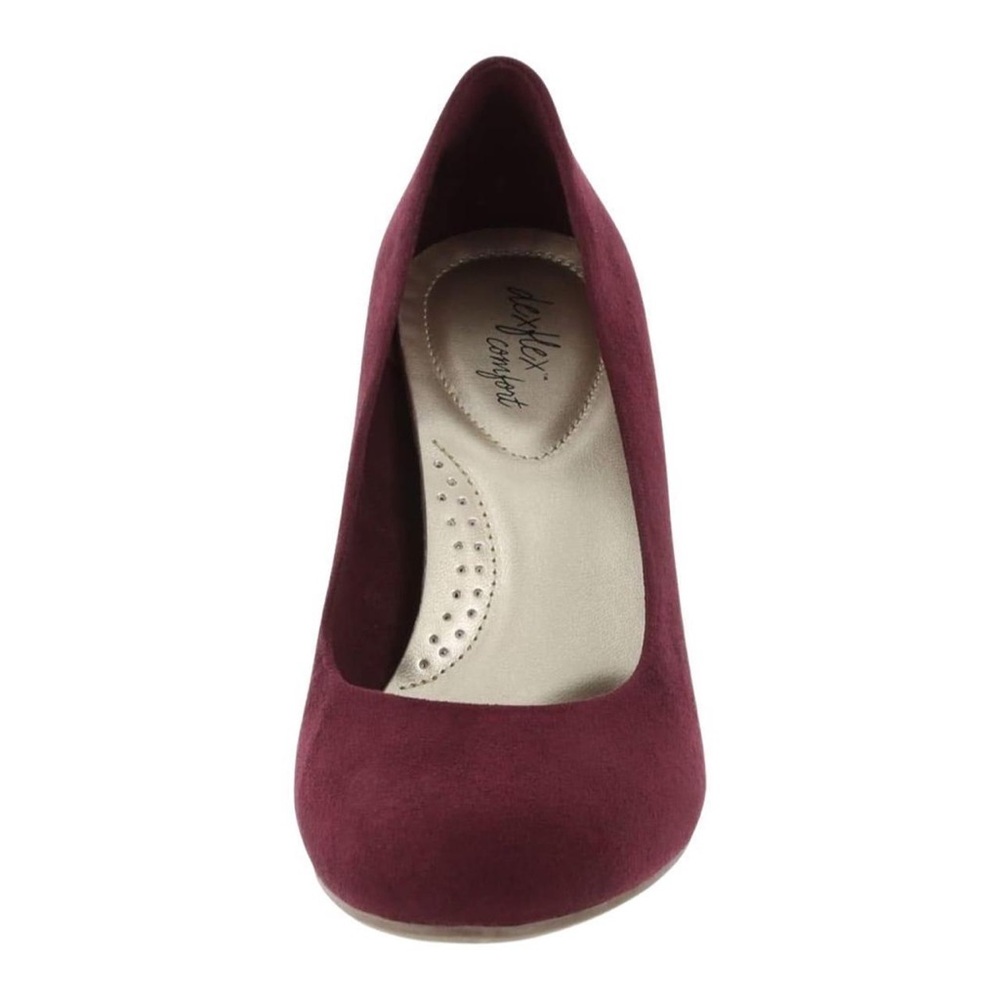 Dexflex Comfort High Quality Faux Suede Wedge Pump Heels In Sangria Red